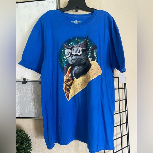 MAD Engine Mechanic Blue Cat Taco Kitty Space T-Shirt Size XL/EG/TG Streetwear - Picture 9 of 10